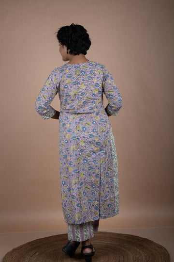 Mauve Floral Kurta & Pant Set